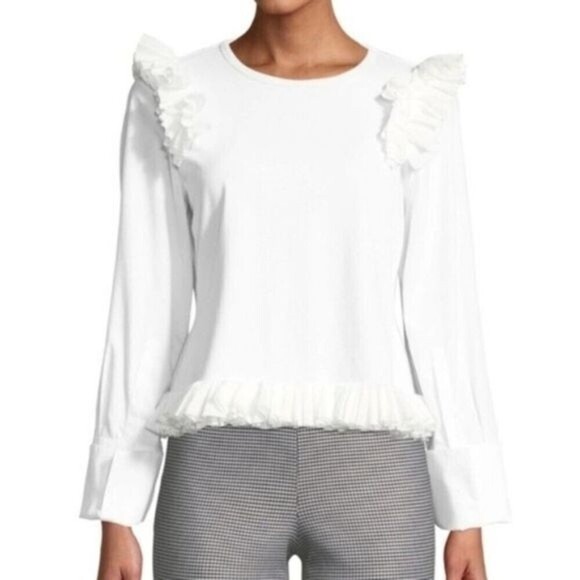 OPENING CEREMONY White Ruffle Long-Sleeve Top  - Picture 1 of 9